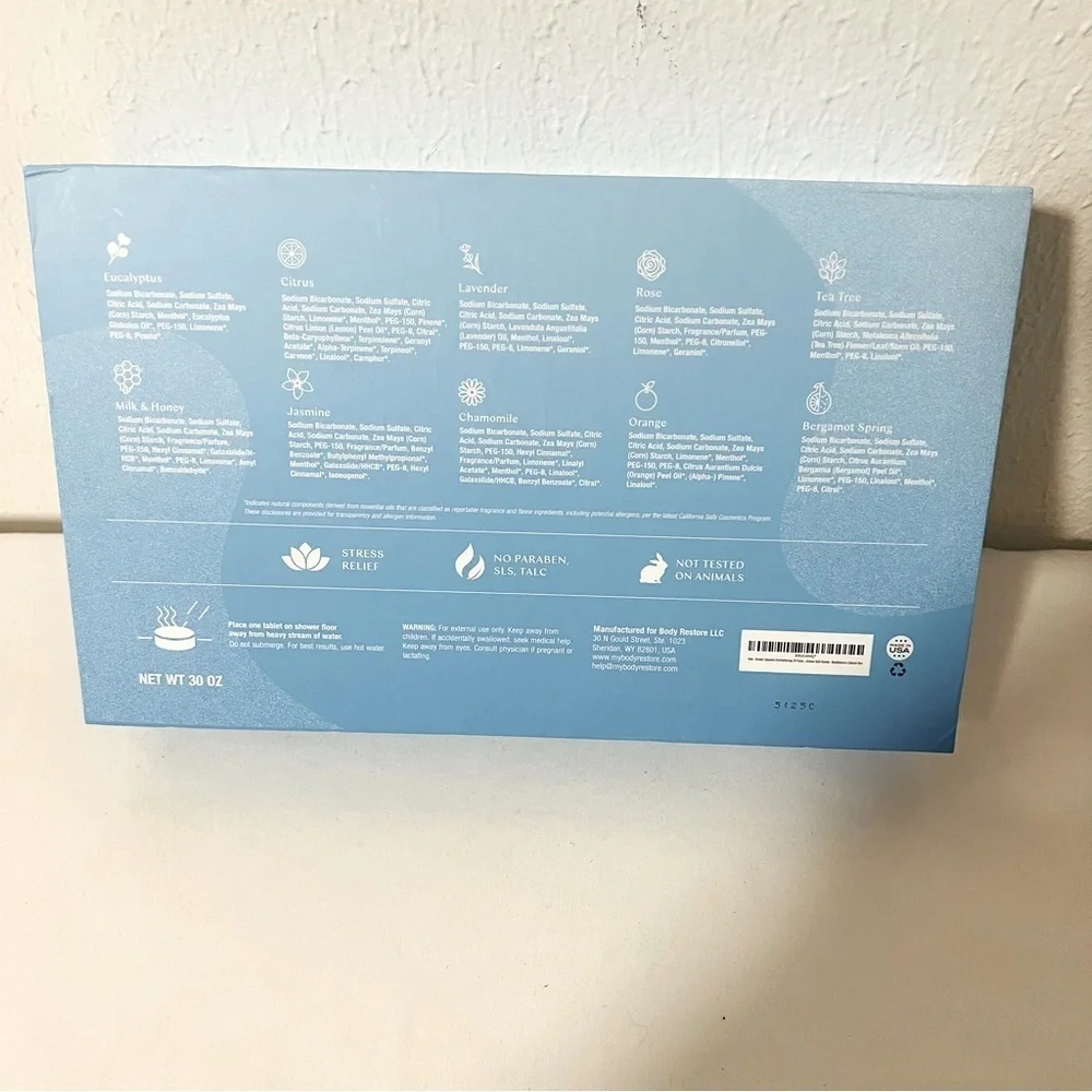 Body Restore 30 Pack Aromatherapy Shower Steamers Stress Relief, Relaxation, New